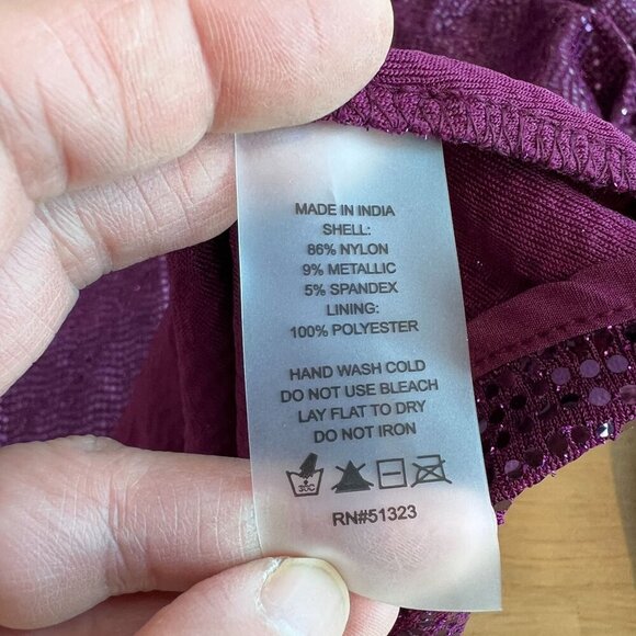 Vince Camuto Metallic Knit Flutter Sleeve Top LARGE Arresting Plum - Picture 7 of 10